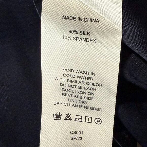 Quince Washable Stretch Silk Tiered Mini
Dress Navy Blue Size Medium NWT - Picture 11 of 12